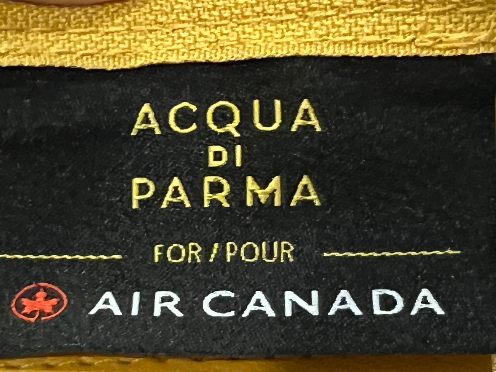 a label on a yellow cloth