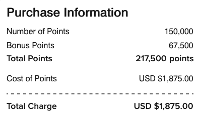 Buy Marriott points example